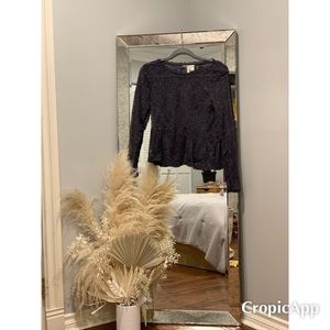 H & M sheer embroidered long sleeve top